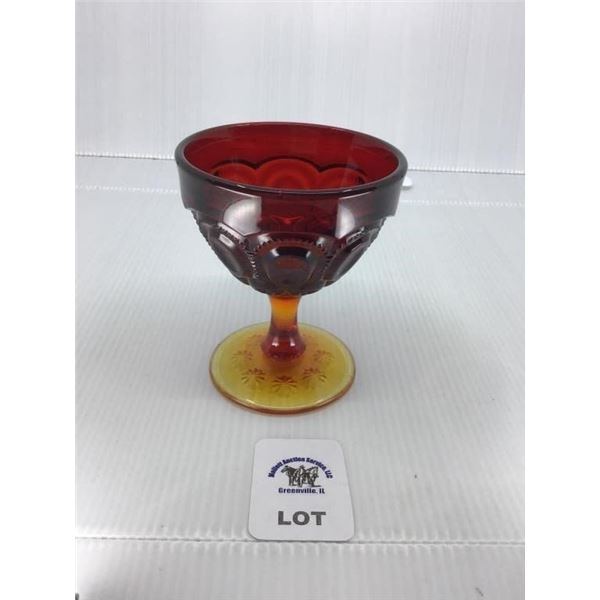 L E SMITH VINTAGE AMBERINA GLASS MOON & STARS
