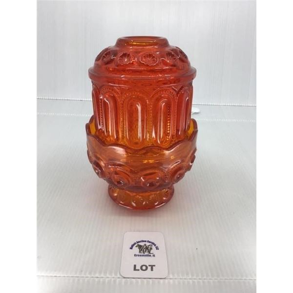 L E SMITH VINTAGE AMBERINA GLASS MOON & STARS