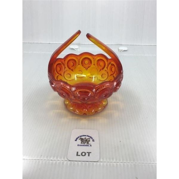 L E SMITH VINTAGE AMBERINA GLASS MOON & STARS