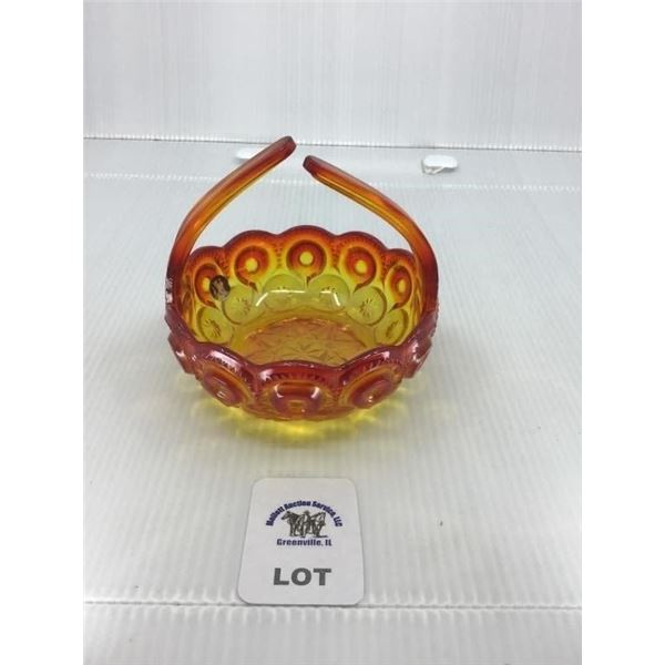 L E SMITH VINTAGE AMBERINA GLASS MOON & STARS