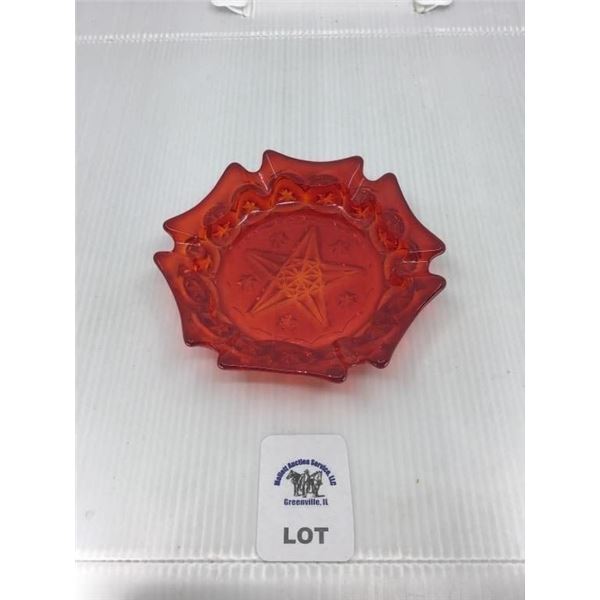 L E SMITH VINTAGE AMBERINA GLASS MOON & STARS