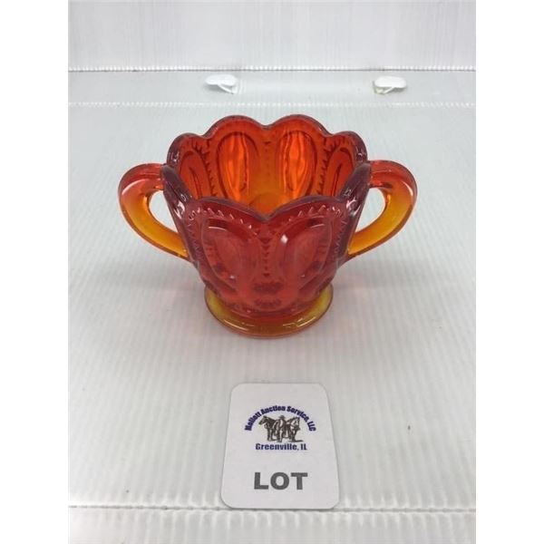 L E SMITH VINTAGE AMBERINA GLASS MOON & STARS