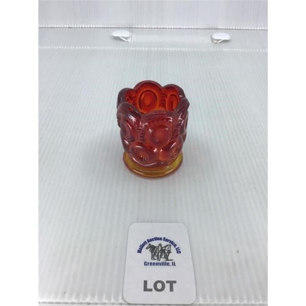 L E SMITH VINTAGE AMBERINA GLASS MOON & STARS