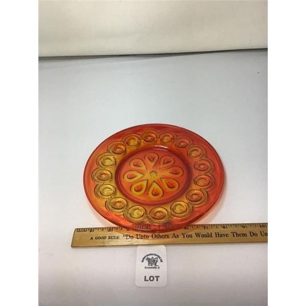L E SMITH VINTAGE AMBERINA GLASS MOON & STARS