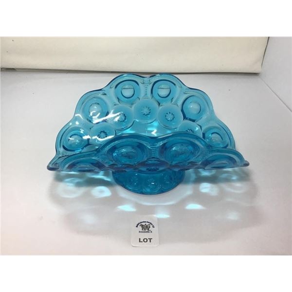 L E SMITH VINTAGE BLUE GLASS MOON & STARS BANANA
