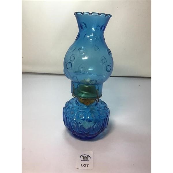 L E SMITH BLUE MOON & STARS OIL LAMP 12 inches