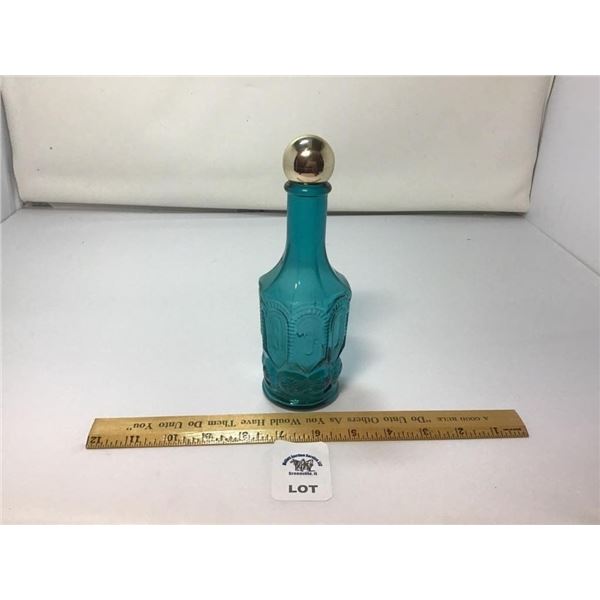 AVONS 1970s TEAL GLASS MOUTHWASH BOTTLE
