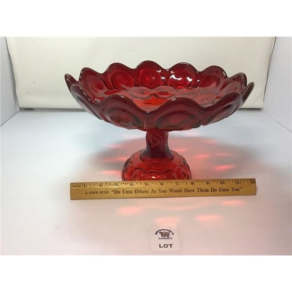 L E SMITH VINTAGE RED MOON & STARS PEDESTAL FRUIT