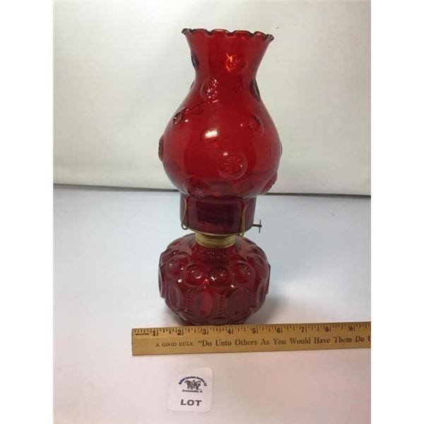 L E SMITH VINTAGE RUBY RED MOON & STARS HURRICANE