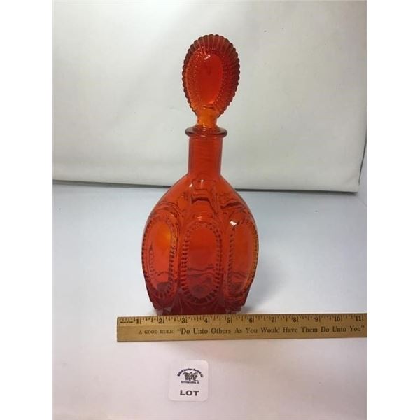 BRIGHT ORANGE EMPOLI DECANTUR 14 inches tall
