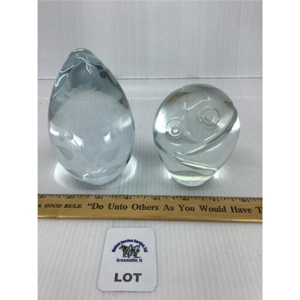 2 CRYSTAL PIECES  MADE IN SWEDEN