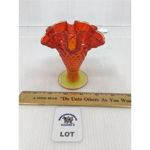 VINTAGE FENTON AMBERINA HOBNAIL ART VASE