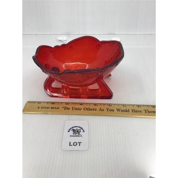 VINTAGE RUBY RED FOSTORIA SLEIGH DISH