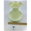 Image 1 : FENTON SATIN FROSTED GLASS VASE GREEN RUFFLED