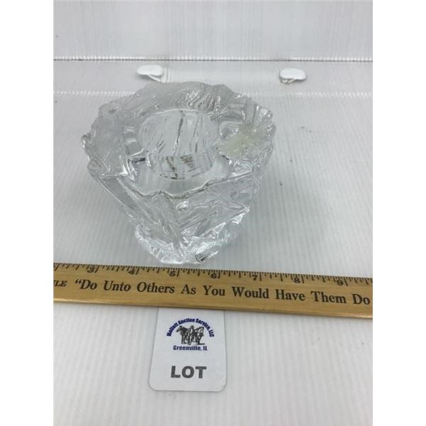 ORREFORS CRYSTAL ICEBERG IVY VOTIVE TEA CANDLE