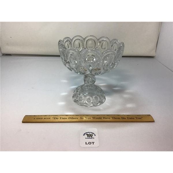 L E SMITH VINTAGE CLEAR GLASS MOON & STARS