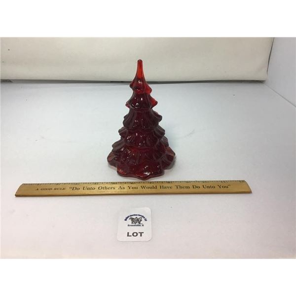 RED GLASS CHRISTMAS TREE 6.5 inches tall