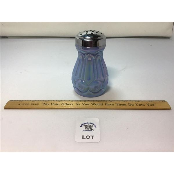 BLUE OPAQUE GLASS MOON & STARS SUGAR SHAKER,