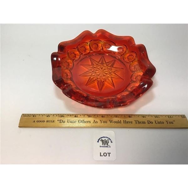 L E SMITH VINTAGE GLASS AMBERINA MOON & STARS