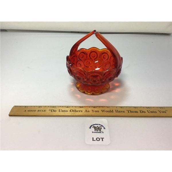 L E SMITH VINTAGE AMBERINA MOON & STARS BASKET