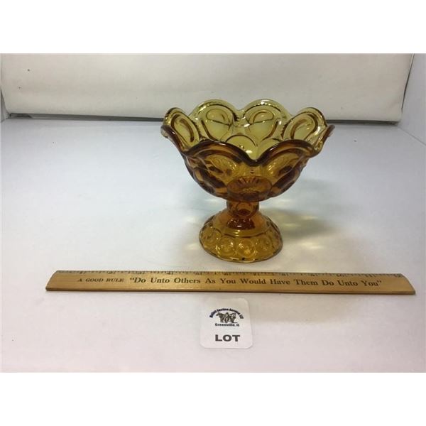 L E SMITH VINTAGE MOON & STARS AMBER GLASS