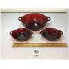 Image 1 : ANCHOR HOCKING ROYAL RUBY RED SERVING BOWLS 3 pcs