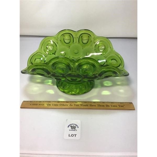 L E SMITH VINTAGE MOON & STARS GREEN GLASS LARGE