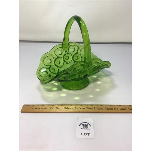 L E SMITH VINTAGE MOON & STARS GREEN GLASS