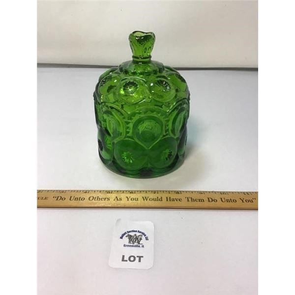 L E SMITH VINTAGE MOON & STARS LARGE GREEN GLASS