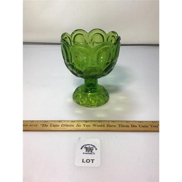 L E SMITH VINTAGE MOON & STARS SMALL GREEN GLASS