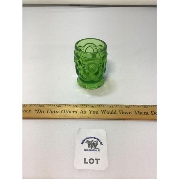 L E SMITH VINTAGE MOON & STARS GREEN GLASS