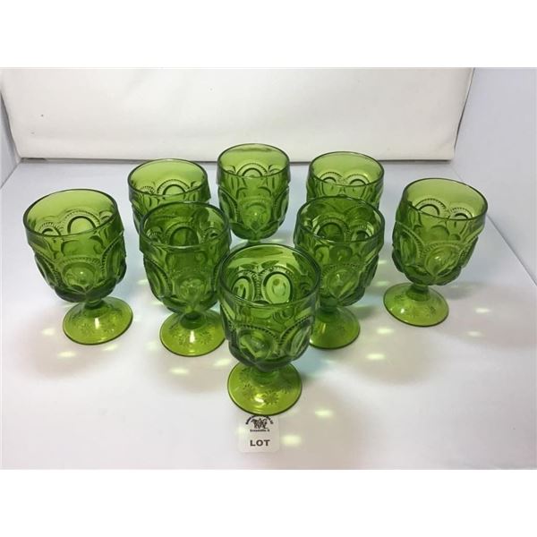L E SMITH VINTAGE MOON & STARS GREEN GLASS