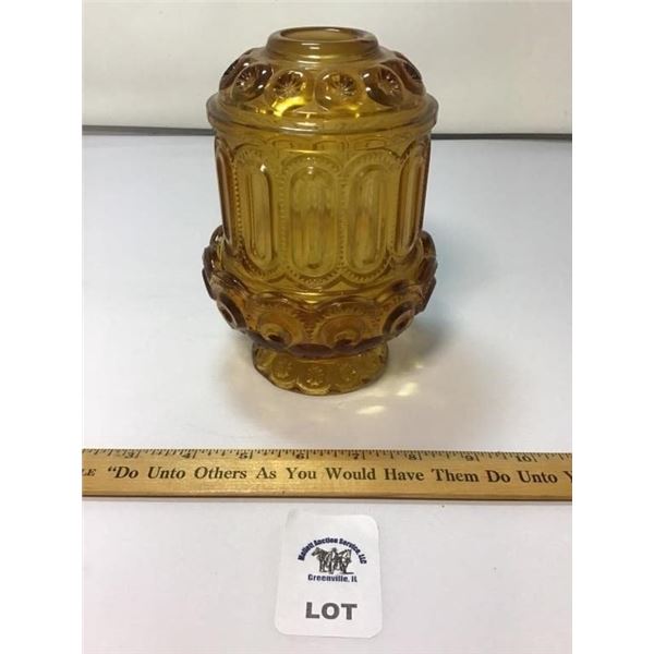 L E SMITH VINTAGE MOON & STARS AMBER GLASS FAIRY