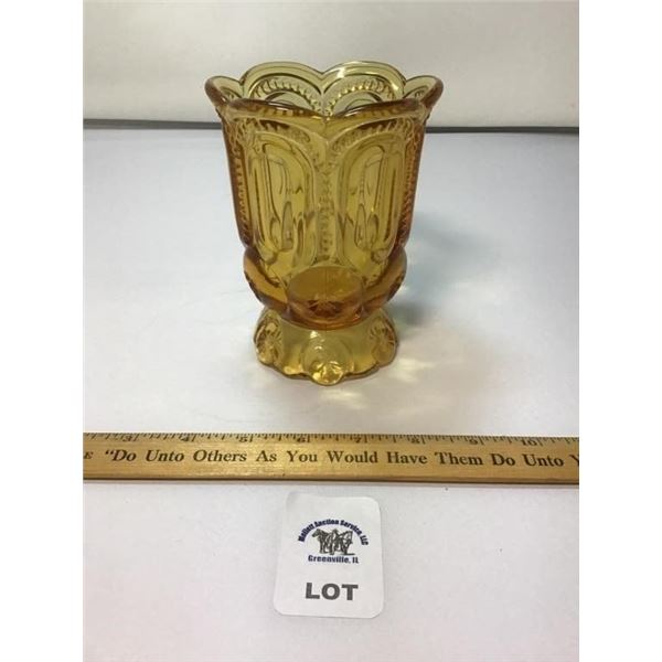 L E SMITH VINTAGE MOON & STARS HONEY AMBER GLASS