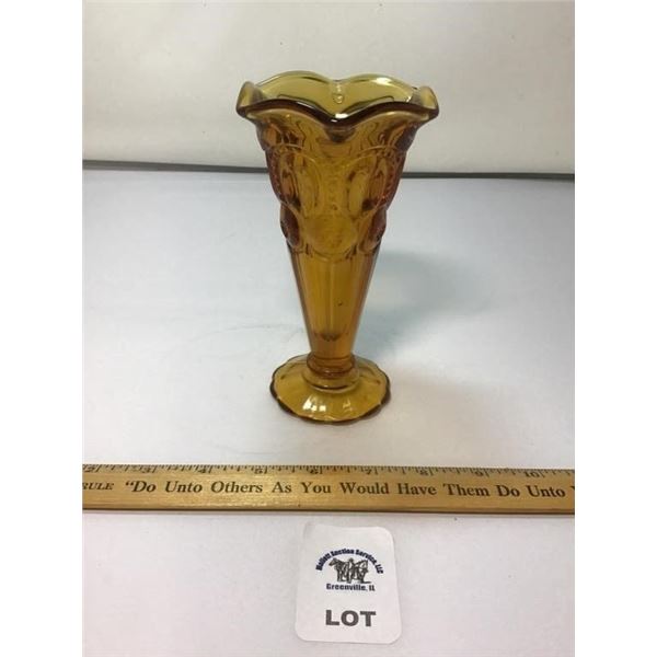 L E SMITH VINTAGE MOON & STARS AMBER GLASS