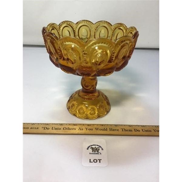 L E SMITH VINTAGE MOON & STARS AMBER GLASS