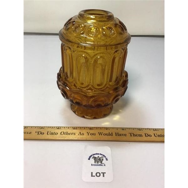 L E SMITH VINTAGE MOON & STARS AMBER GLASS FAIRY