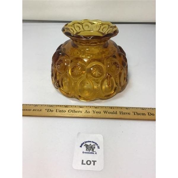 L E SMITH VINTAGE MOON & STARS AMBER GLASS SHADE