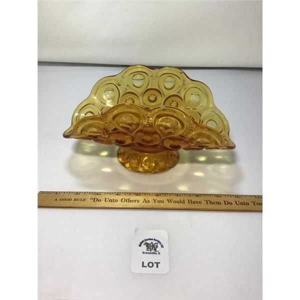 L E SMITH VINTAGE MOON & STARS AMBER GLASS SMALL