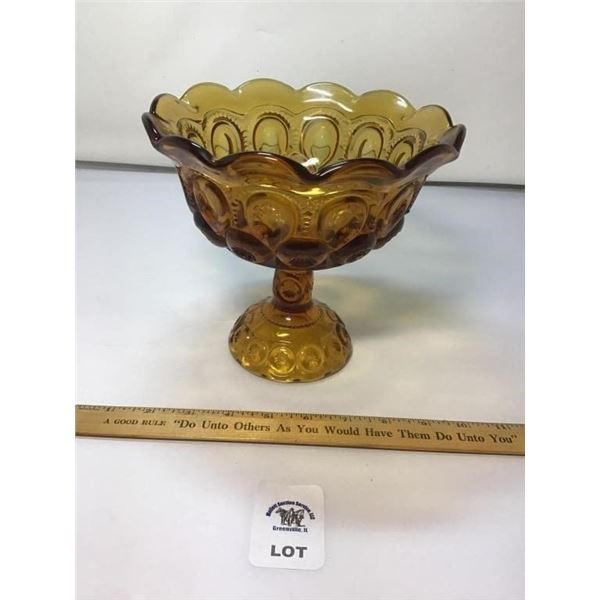 L E SMITH VINTAGE MOON & STARS AMBER GLASS