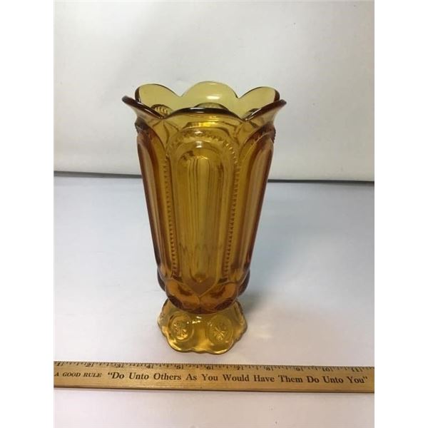 L E SMITH VINTAGE MOON & STARS AMBER GLASS