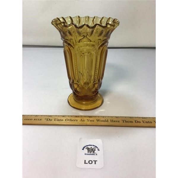 L E SMITH VINTAGE MOON & STARS AMBER GLASS