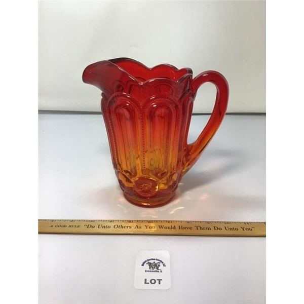 L E SMITH VINTAGE MOON & STARS AMBERINA PITCHER 8