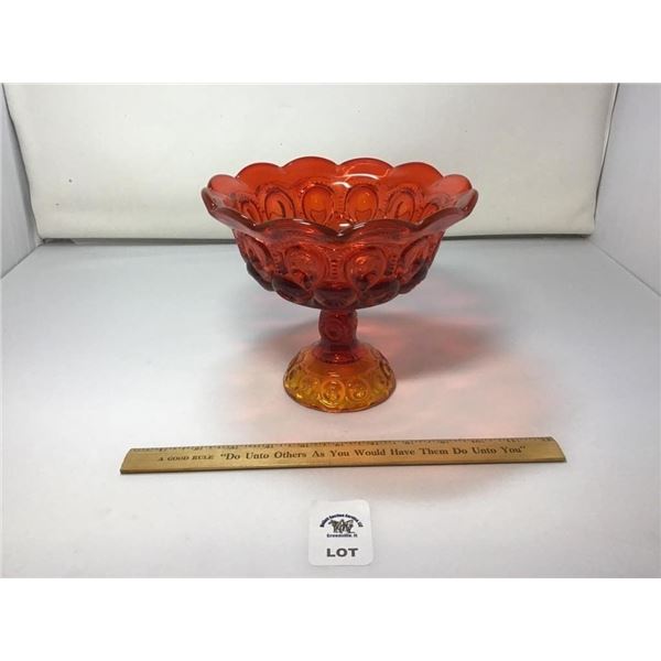 L E SMITH VINTAGE MOON & STARS AMBERINA PEDESTAL