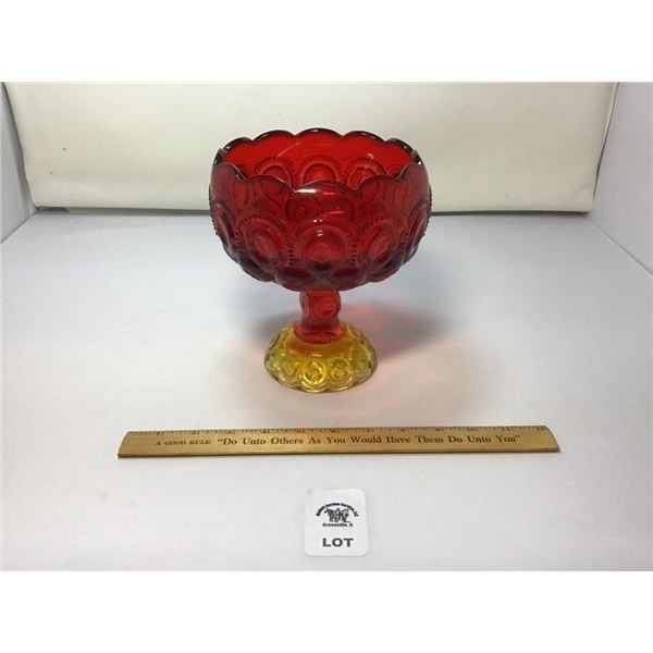 L E SMITH VINTAGE MOON & STARS AMBERINA PEDESTAL