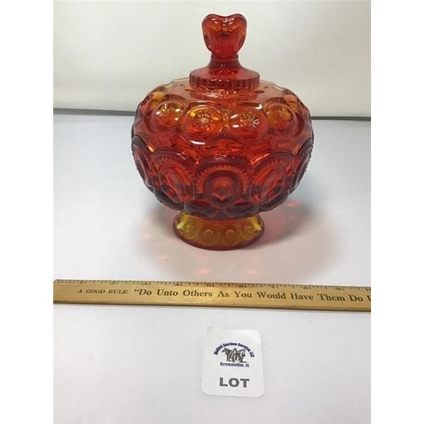 L E SMITH VINTAGE MOON & STARS AMBERINA FOOTED