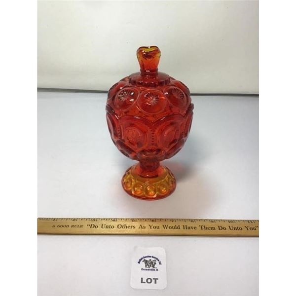 L E SMITH VINTAGE MOON & STARS AMBERINA PEDESTAL