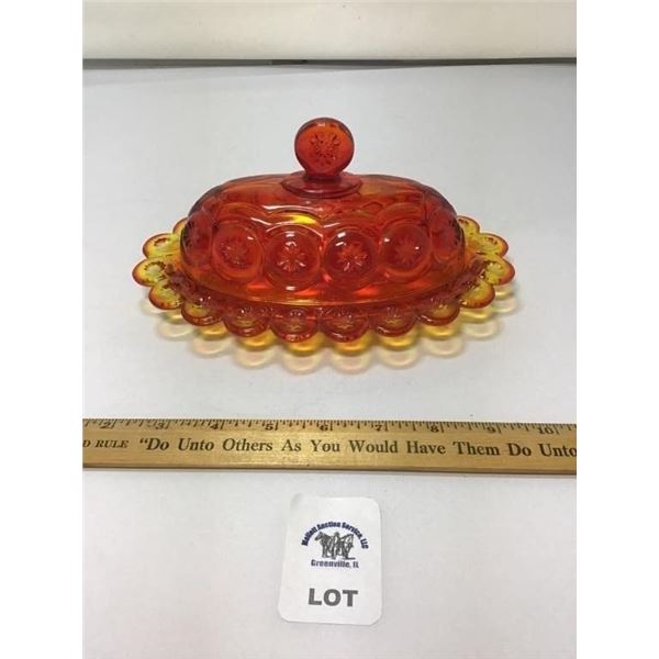 L E SMITH VINTAGE MOON & STARS AMBERINA COVERED