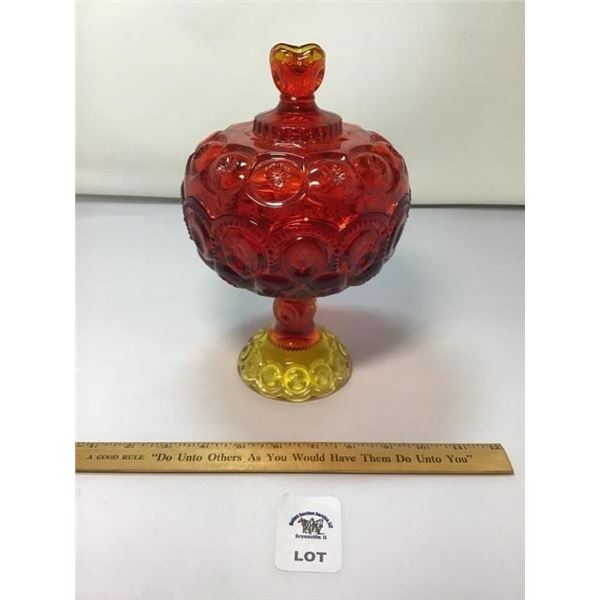 L E SMITH VINTAGE MOON & STARS AMBERINA PEDESTAL