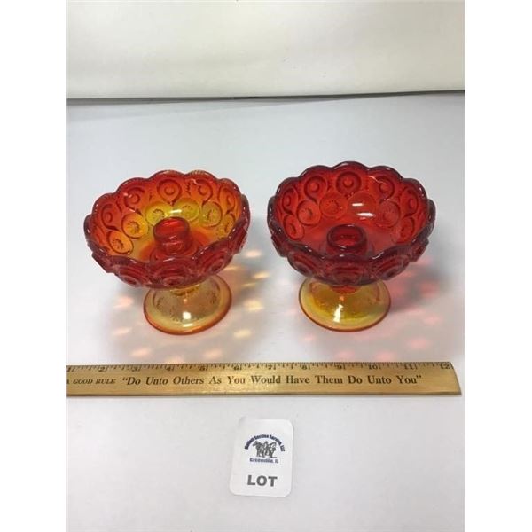 L E SMITH VINTAGE MOON & STARS AMBERINA CANDLE